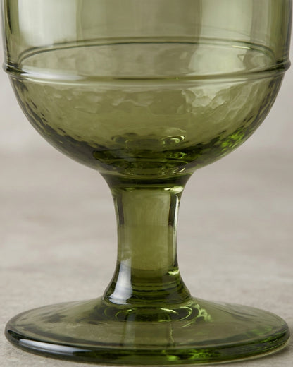 Hjfnp Short-Stem Hammered Water Goblet 13 oz Moss Green - Detail view