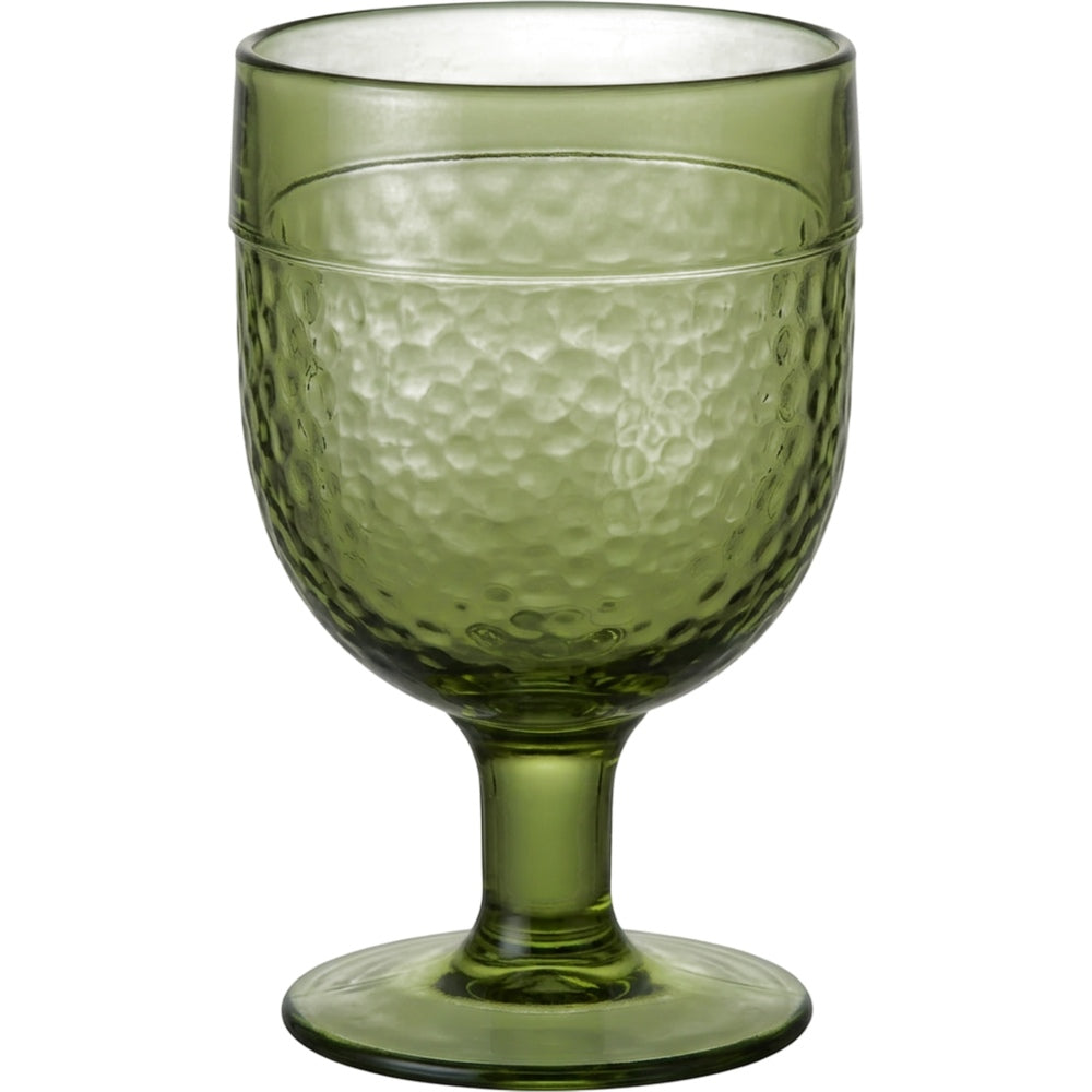 Hjfnp Short-Stem Hammered Water Goblet 13 oz Moss Green - Product view