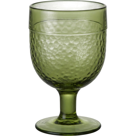 Hjfnp Short-Stem Hammered Water Goblet 13 oz Moss Green - Product view