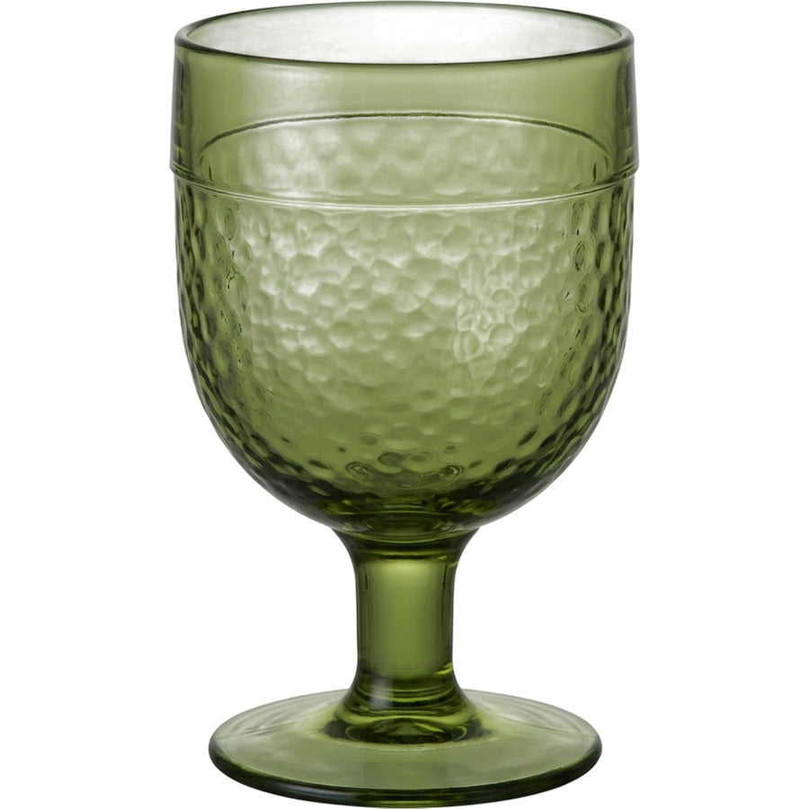 Hjfnp Short-Stem Hammered Water Goblet 13 oz Moss Green